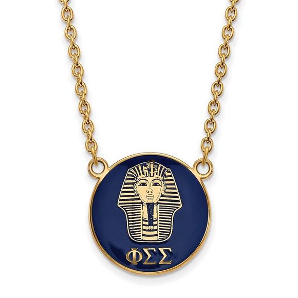 14K Plated Silver Phi Sigma Sigma Large Enamel Logo Necklace - Picture 1 of 6